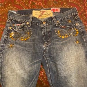 7 For Mankind Gold Studded Jeans: 29